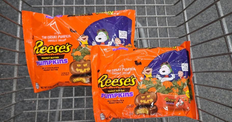 2 bags of Hershey's The Great Pumpkin Charlie Brown Reese's Pumpkins in shopping cart