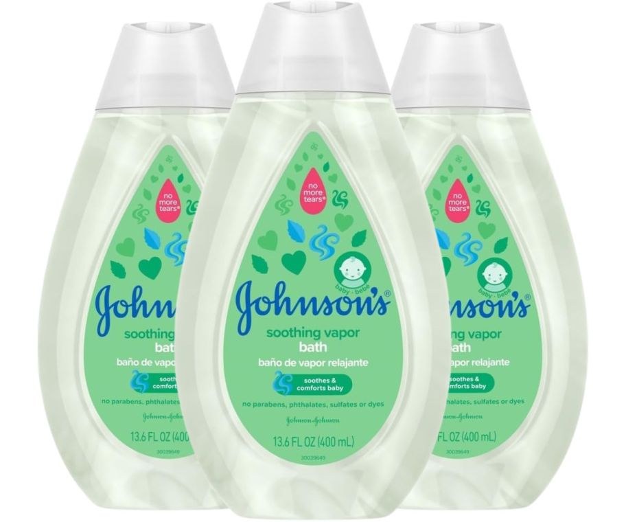 3 bottles of johnsons baby soothing vapor bath