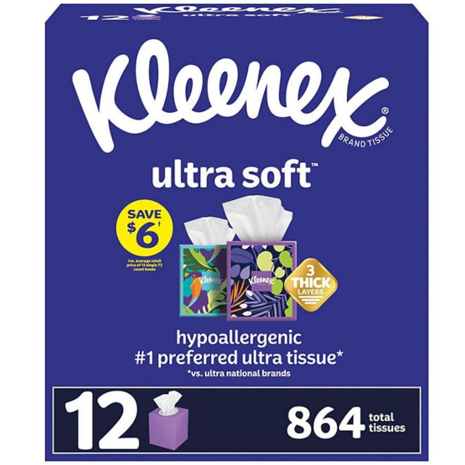 a 12 count bundle of kleenex cube boxes