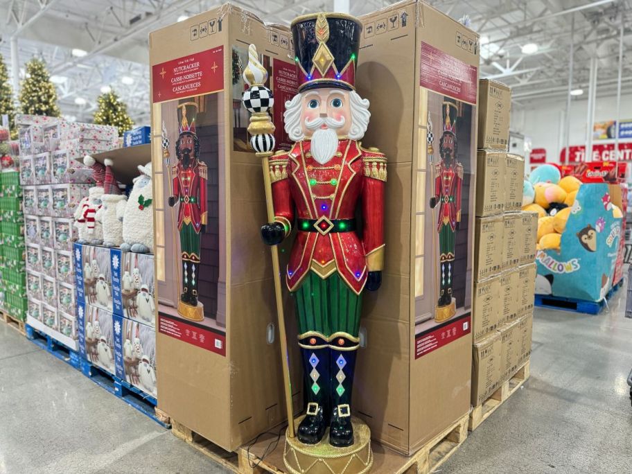 6 foot nutcracker on display in a costco store