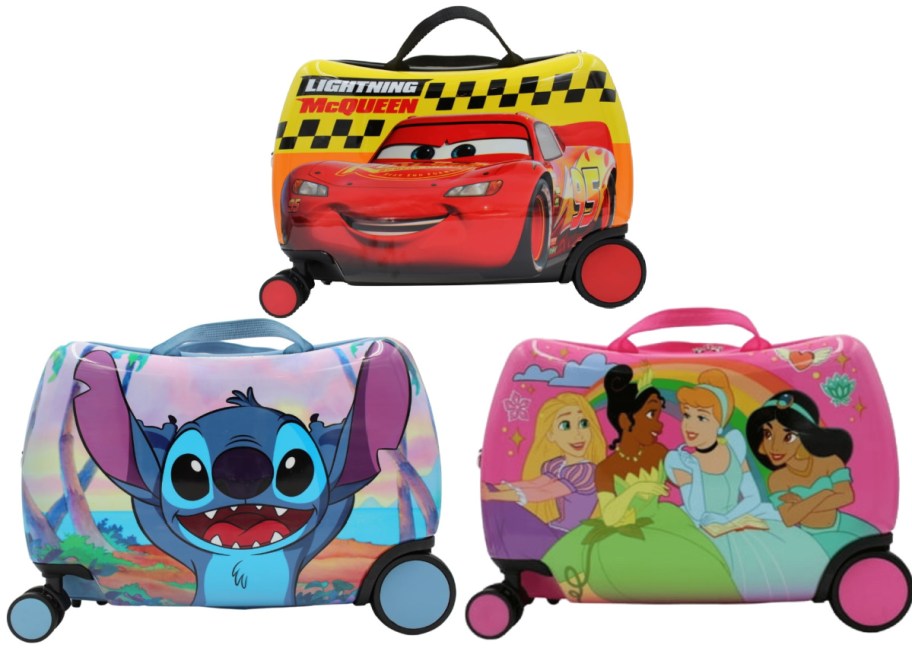 lilo & stitch, cars and princess ride ons