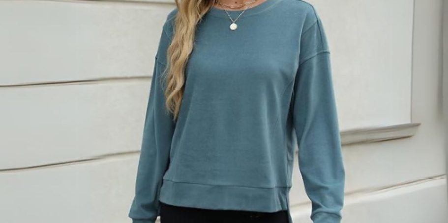 Cozy Cropped Crewneck Sweatshirt Only $9.99 on Amazon (Reg. $20)