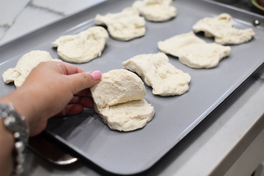 opening pilsburry grands biscuits in half 