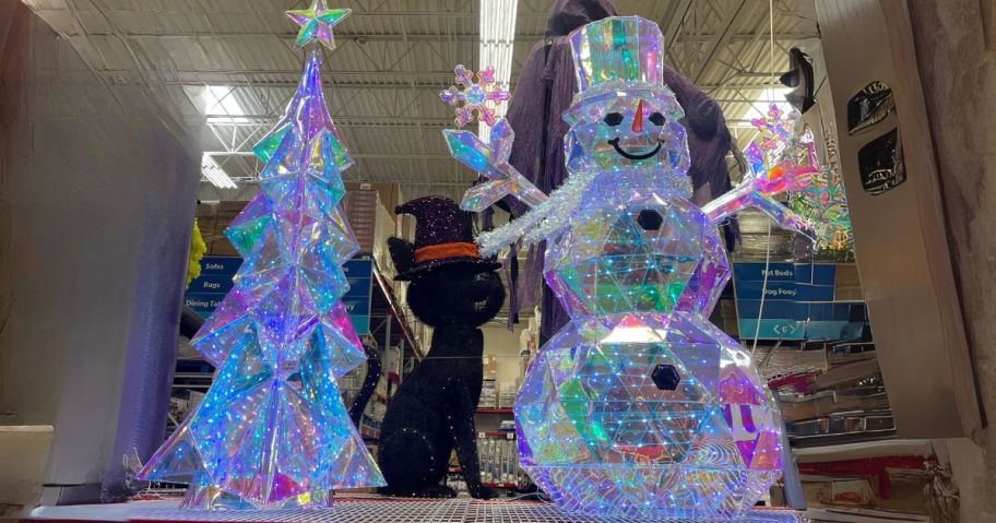 sam's club prismatic christmas decor on display in store