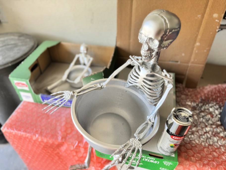 spray painted skeleton bowl