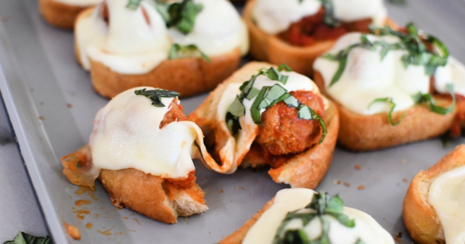 texas toast meatball sub in half with cheese