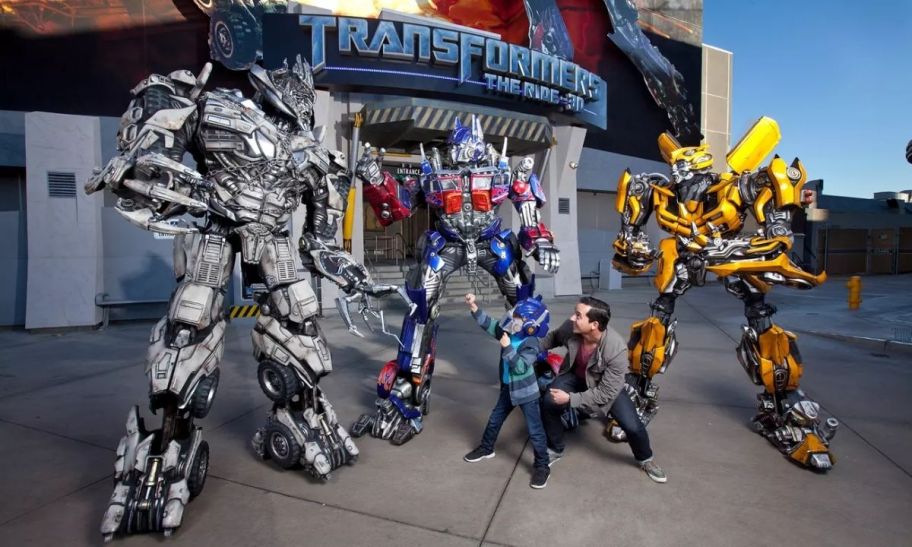 a dad and son meeting the transformers