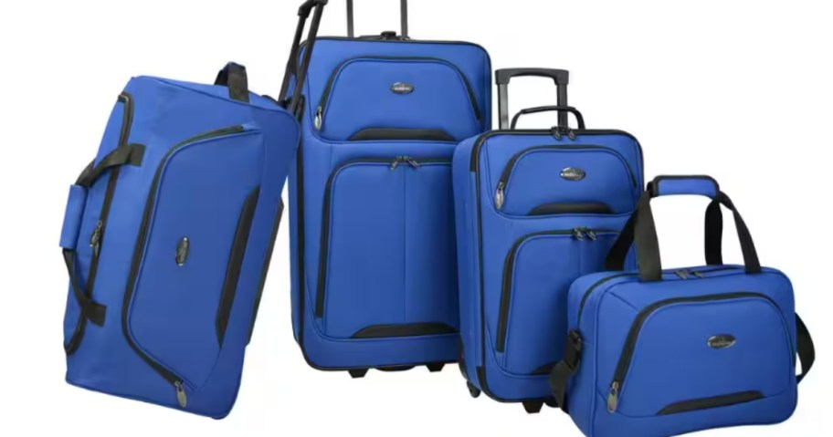 blue 4 piece set of softsided luggage