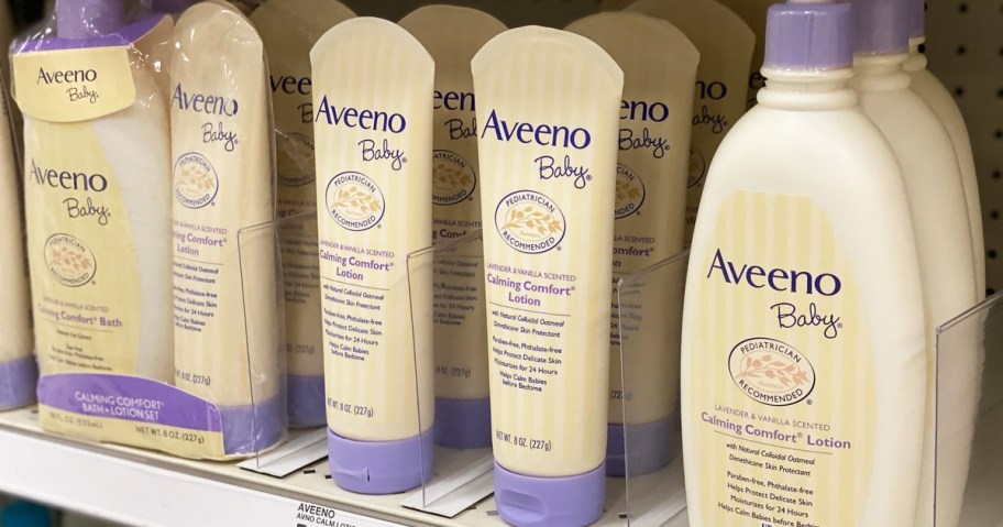 aveeno baby lotion on store shelf