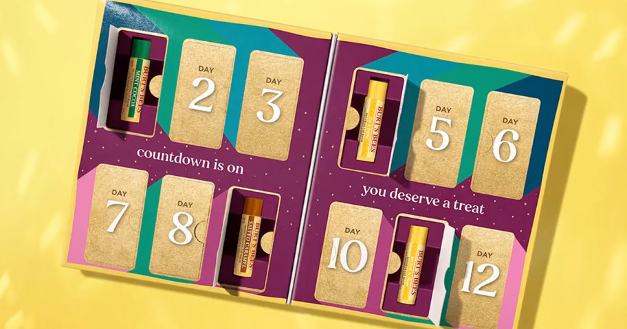 Burt's Bees Advent Calendar with 4 opened doors