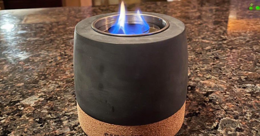 black concrete mini tabletop fire pit