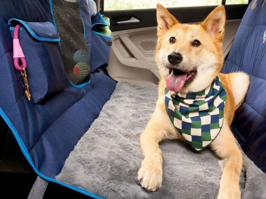 Cuddle Collab Car Hammock for Dogs and Cats in Blue 