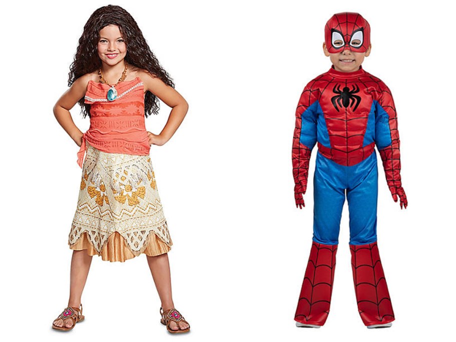 Disney Moana Kids Classic Costume Gown and Marvel Amazing Spider-Man Toddler Deluxe Costume