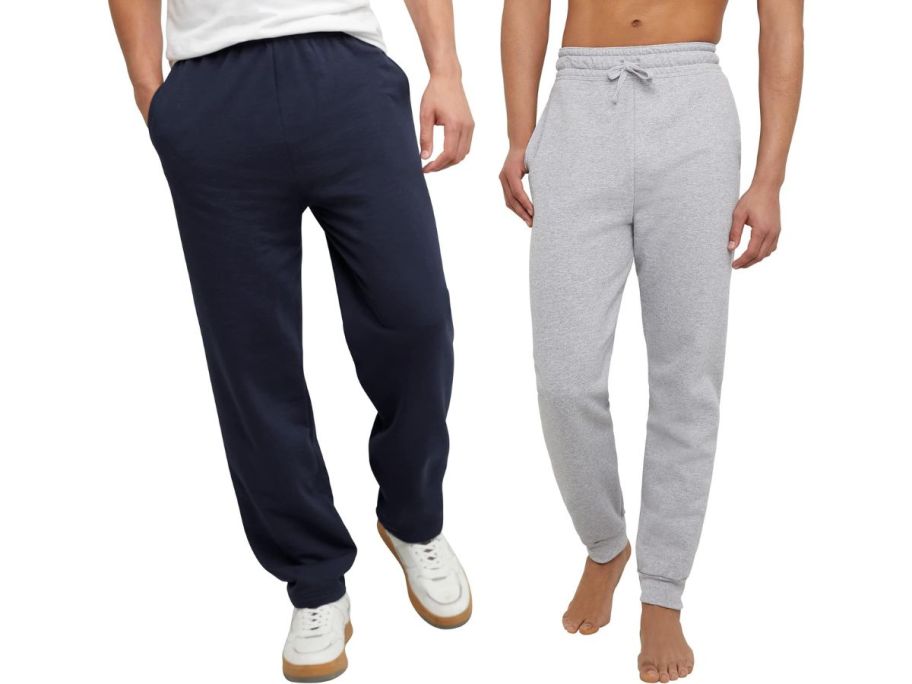 2 men wearing Hanes sweatpants