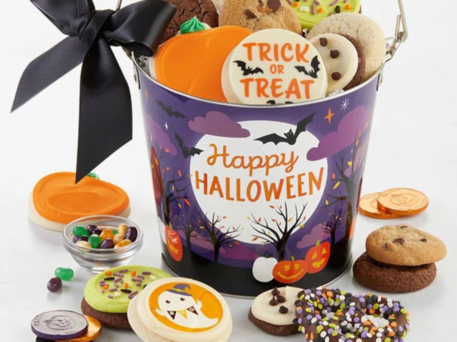 Happy Halloween Treats Gift Pail with cookies