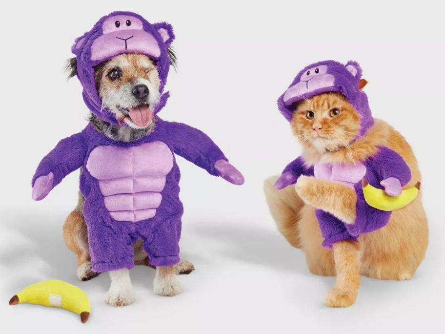 Hyde & EEK! Halloween Gorilla Dog and Cat Frontal Costume with Banana Toy 