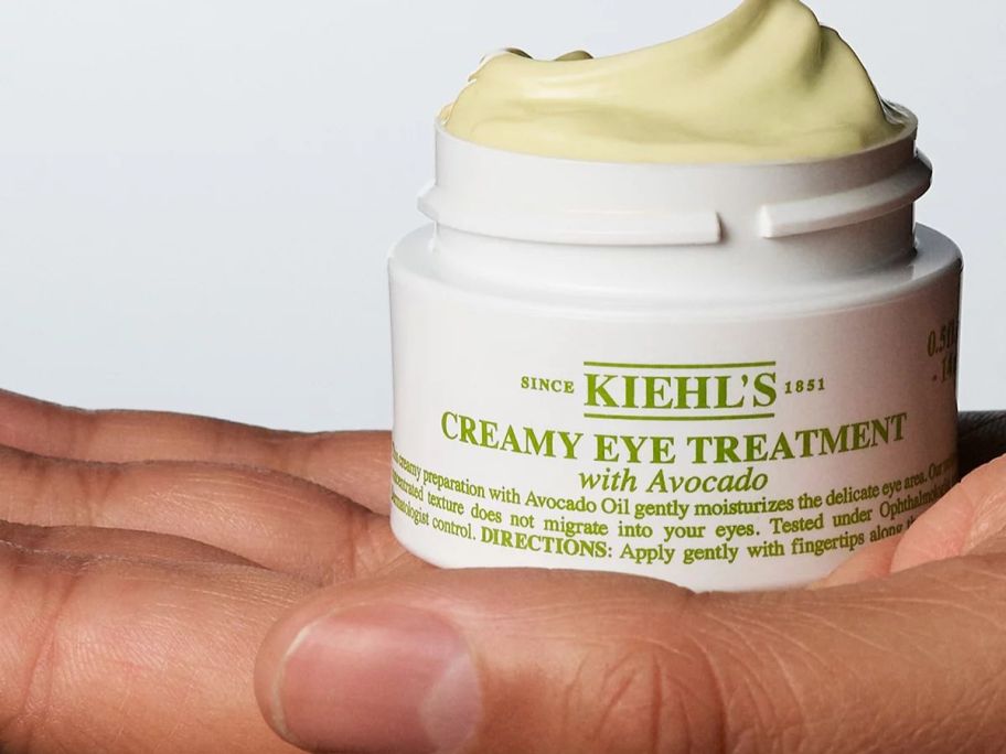 Kiehl's Since 1851 Creamy Eye Treatment w/ Avocado 0.95oz jar in hand