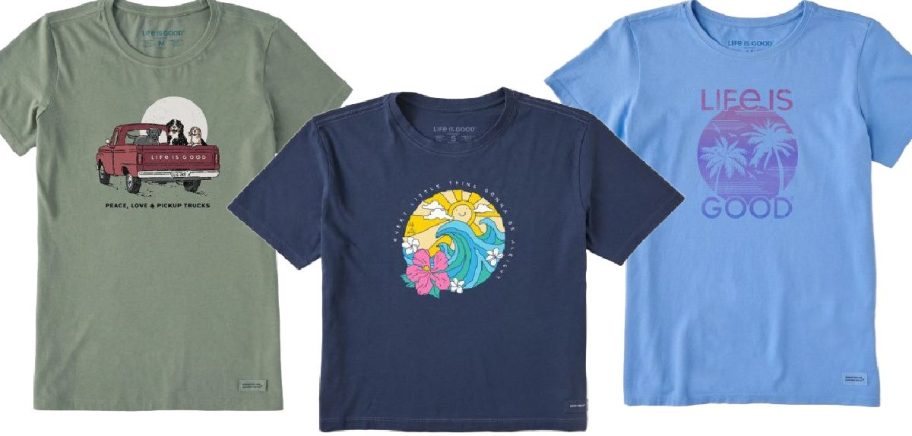 Stock images of 3 Life is Good Women's Tees