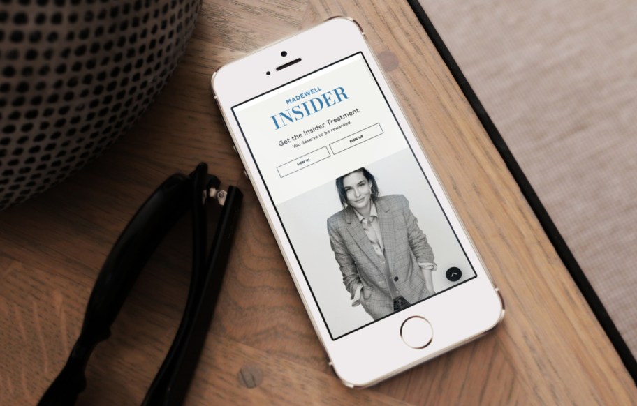 Madewell Insider Program on phone