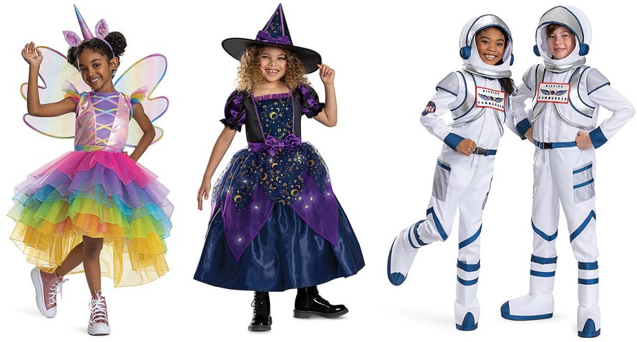 Member's Mark Unicorn Kids Premium Costume and Light-Up Witch Kids Premium Costume and Astronaut Kids Premium Costume