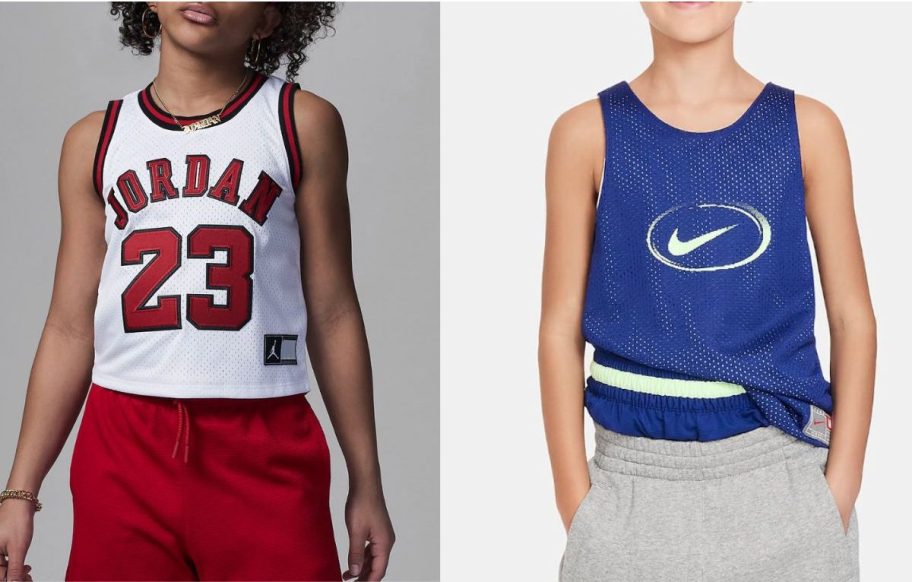 Stock images of tow girls wearing Nike jerseys