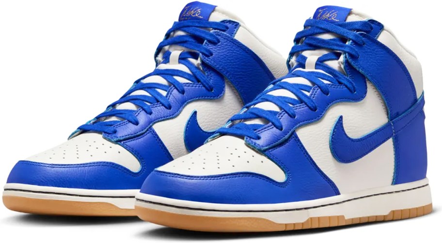 blue and white high top nike sneakers