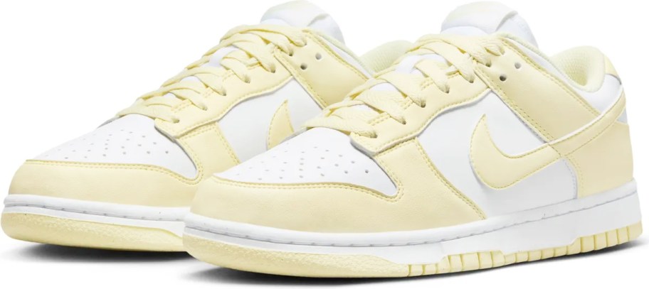 white and light yellow nike sneakers