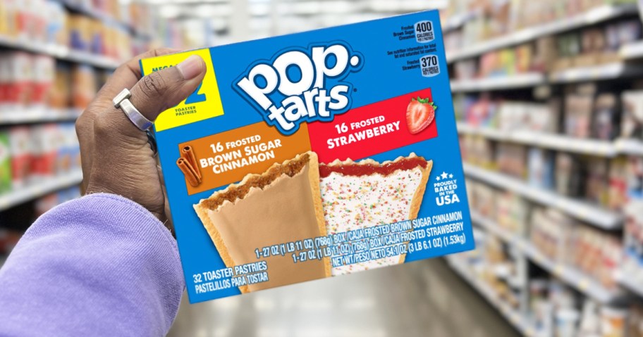 hand holding up a Pop-Tarts Variety Pack in store