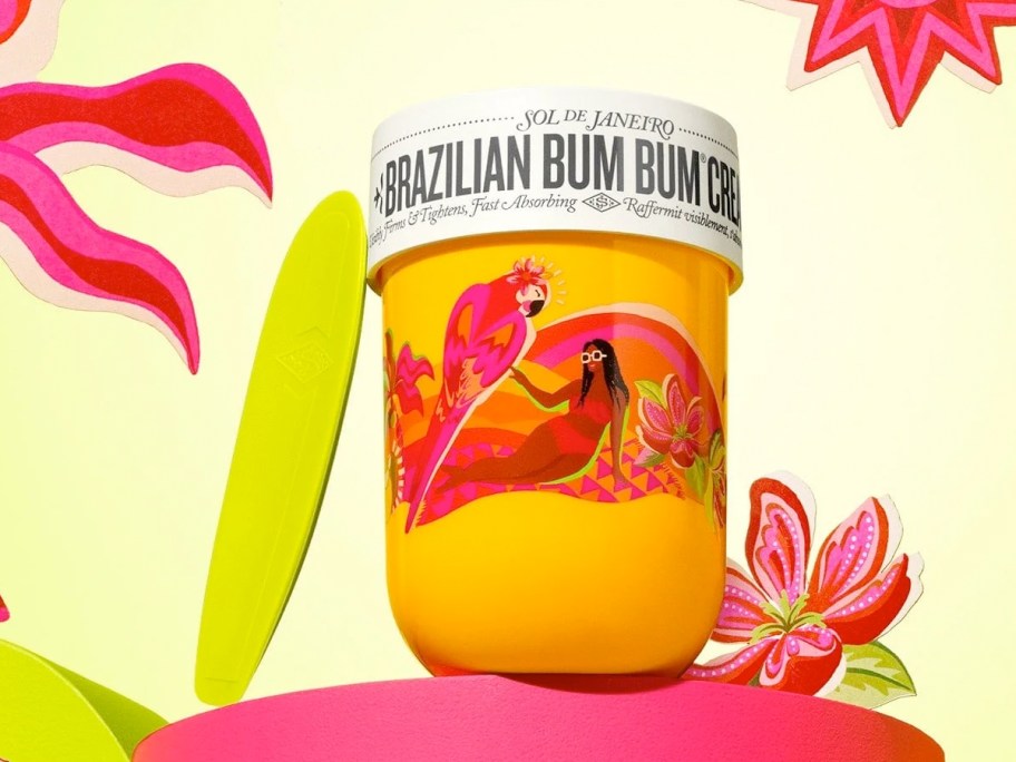 large yellow container of Sol de Janiero Bum Bum Cream