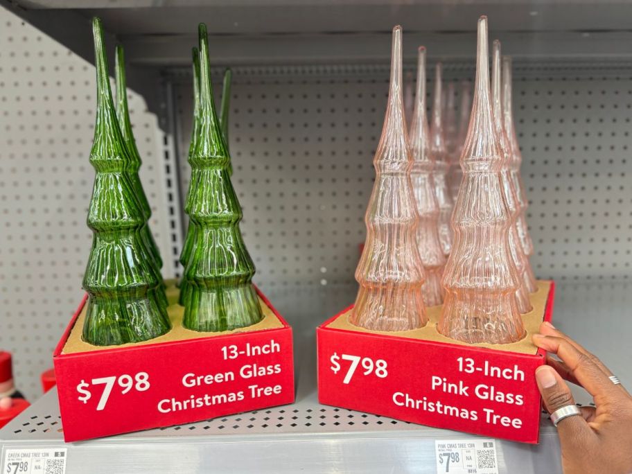 Walmart Green & Pink Glass Christmas Trees