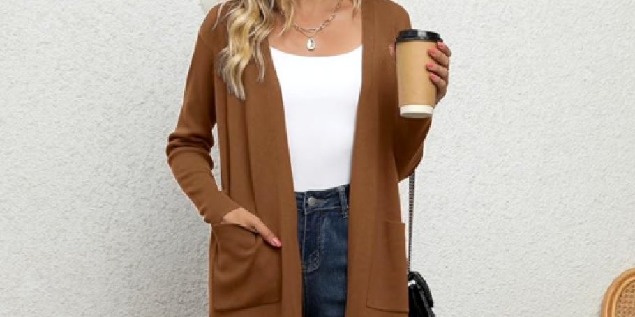 Women’s Open Front Cardigan Only $15.99 on Amazon | 19 Color Choices!