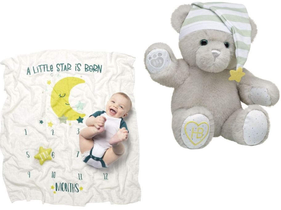 Build-A-Bear Baby Milestone Blanket and Bear Plush
