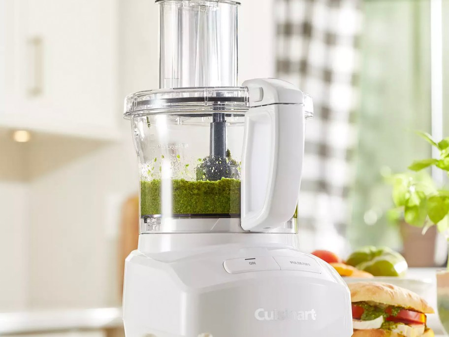 white cuisinart food processor on countertop