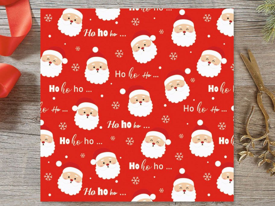 red santa wrapping paper