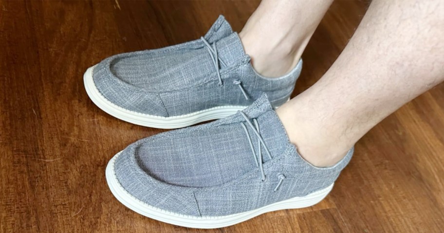 gray dearfoam slip on shoes 