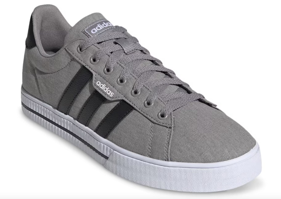 adidas mens gray and black stripe sneakers