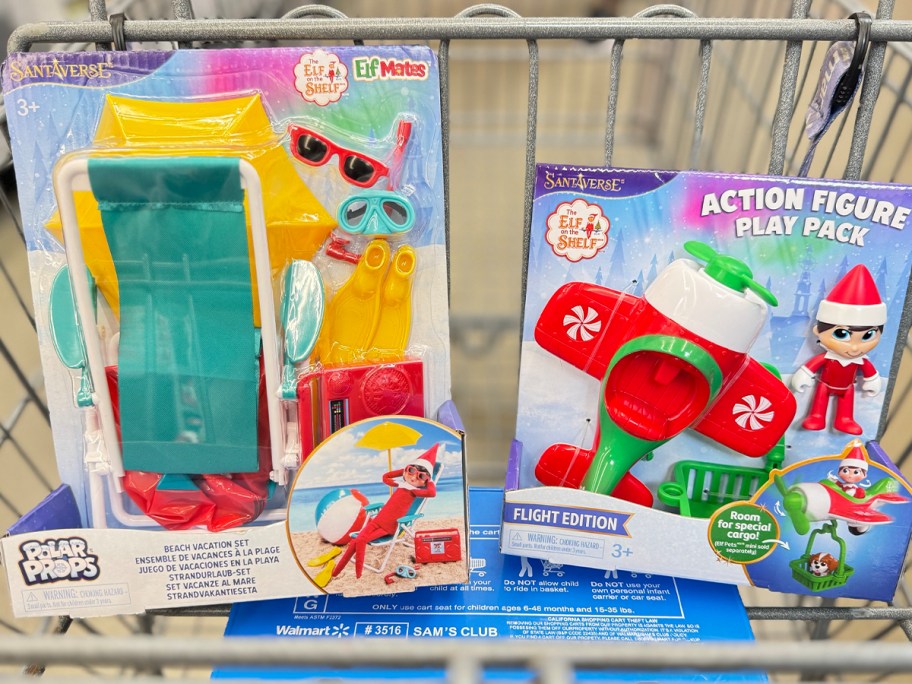 elf on the shelf beach vacation and flight accessories in walmart cart 