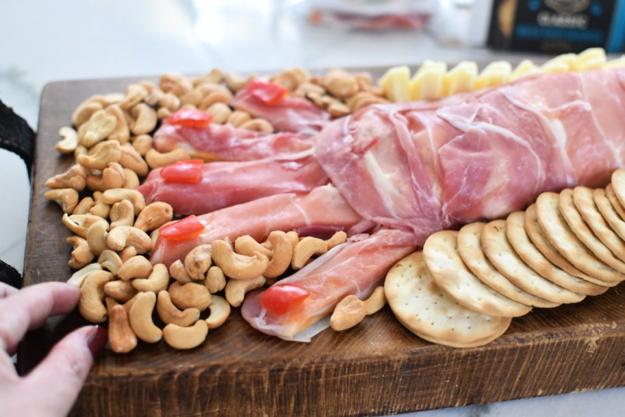 halloween scary hand snack board 