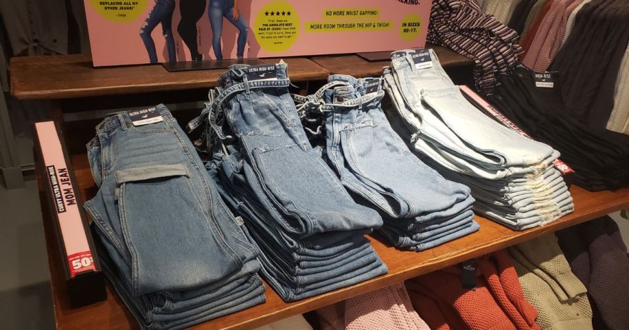hollister jeans on display in store