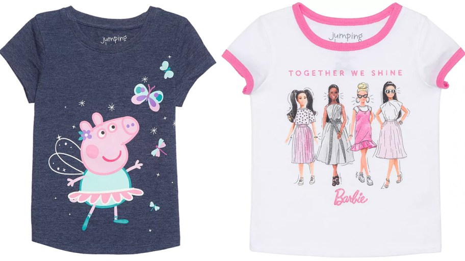 peppa pig and barbie graphic tees 