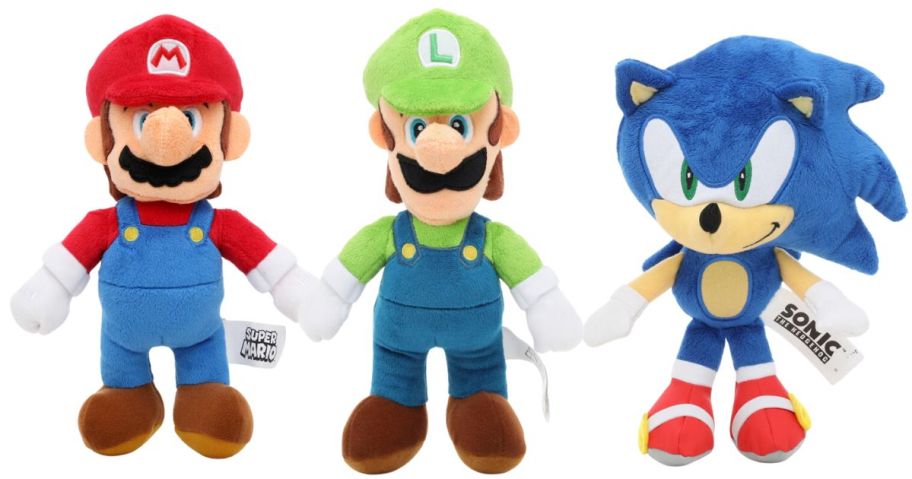 super mario and sonic plush stock images