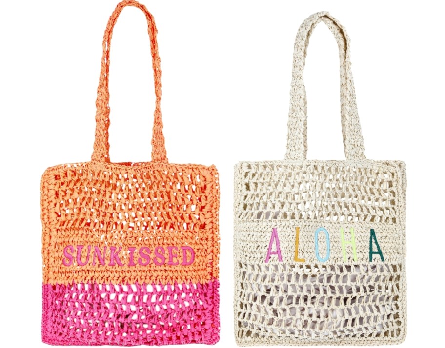 two straw tote bags