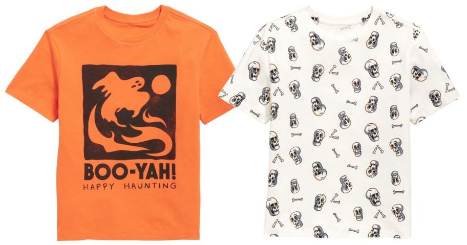 an old navy halloween boys top in orange and white