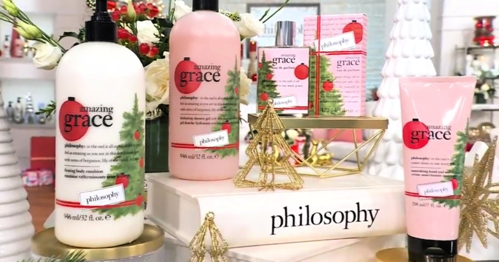 philosophy supersize grace &love storybook holiday 4pc layering set on display in qvc studio