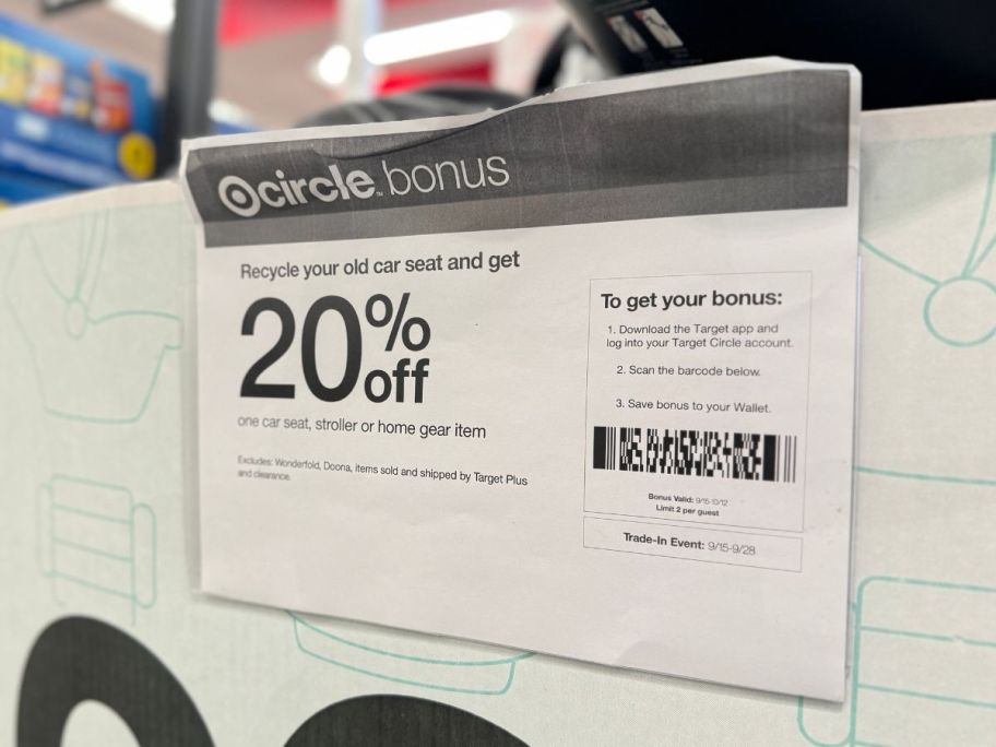 target circle bonus sign on box in store