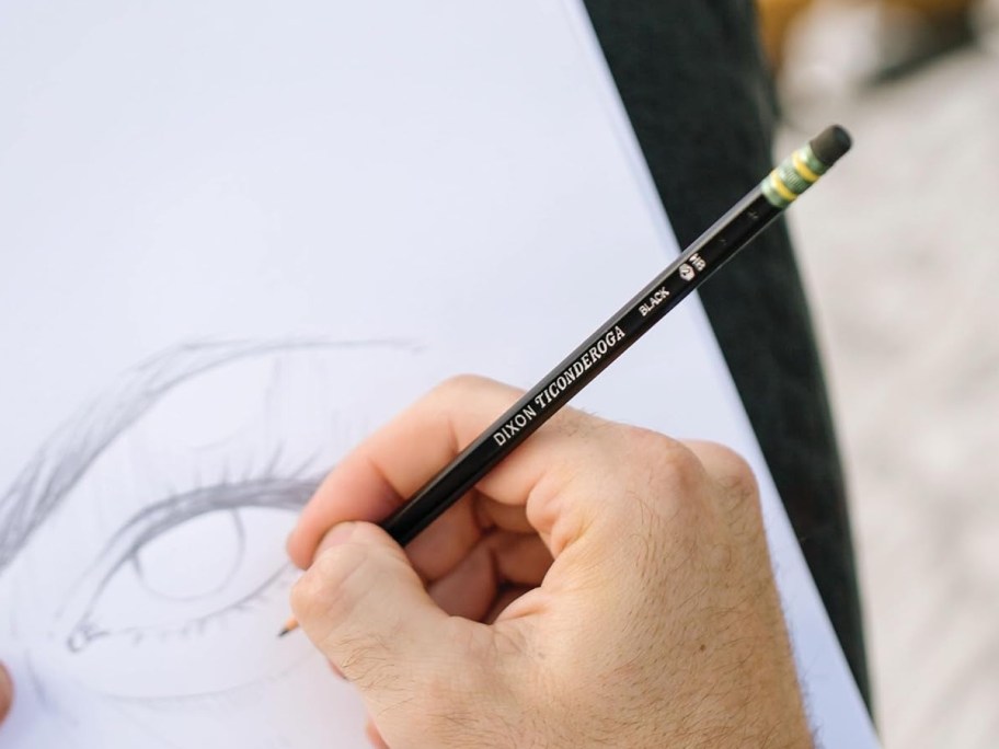 drawing an eye with a black pencil