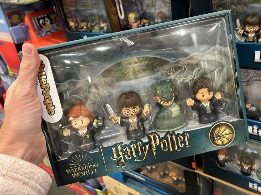 hand holding a box with a Harry Potter and the Chamber of Secrets People Collector Set in it