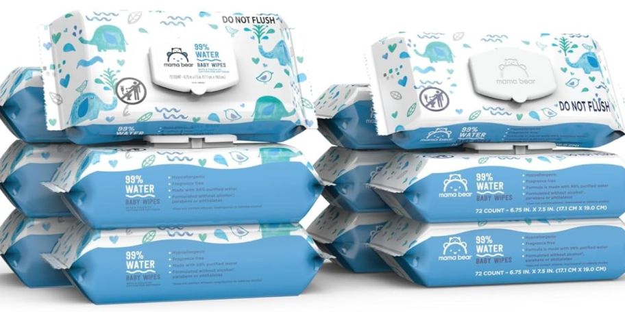 6 packs of Mama Bear baby wipes