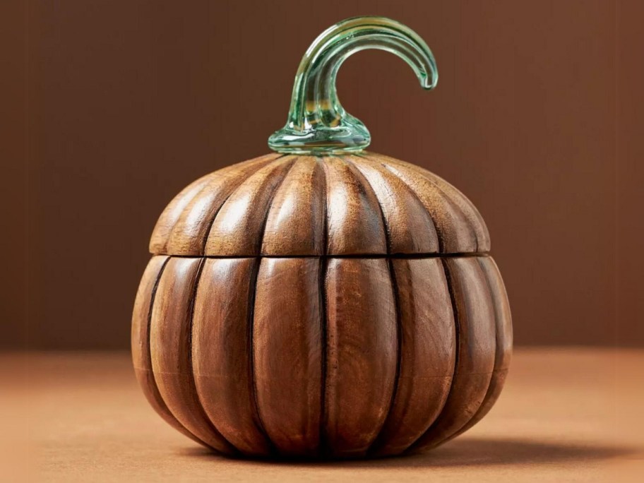 Anthropologie Wooden Gourmand Bourbon Pumpkin Candle