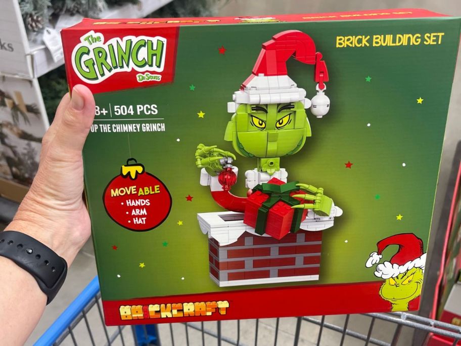 Brickcraft Up The Chimney Grinch Building Kit in hand in store